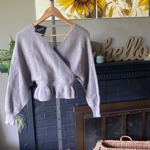 Zaful small gray crossover sweater
